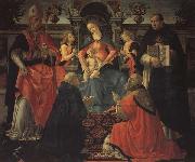 Domenicho Ghirlandaio, Thronende Madonna mit den Heiligen Donysius Areopgita,Domenicus,Papst Clemens und Thomas von Aquin